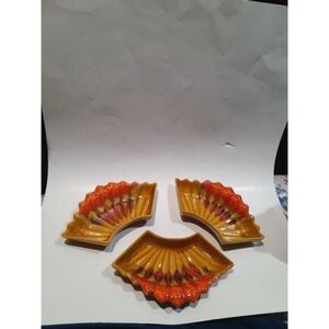 Vintage California Pottery Replacement Dish 3 Piece Drip Glaze  Orange   USA
